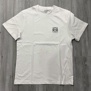 Loewe White Short Sleeve Crew with Black Anagram